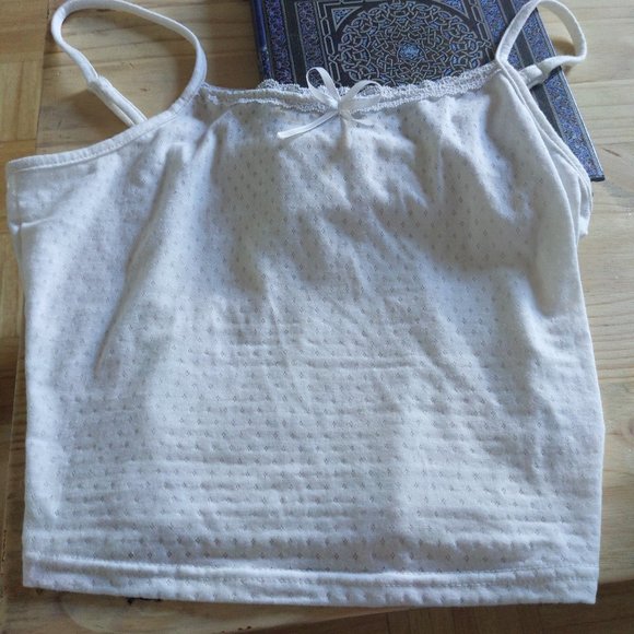 Simple Pointelle White Lace Trim Cami - Picture 1 of 4